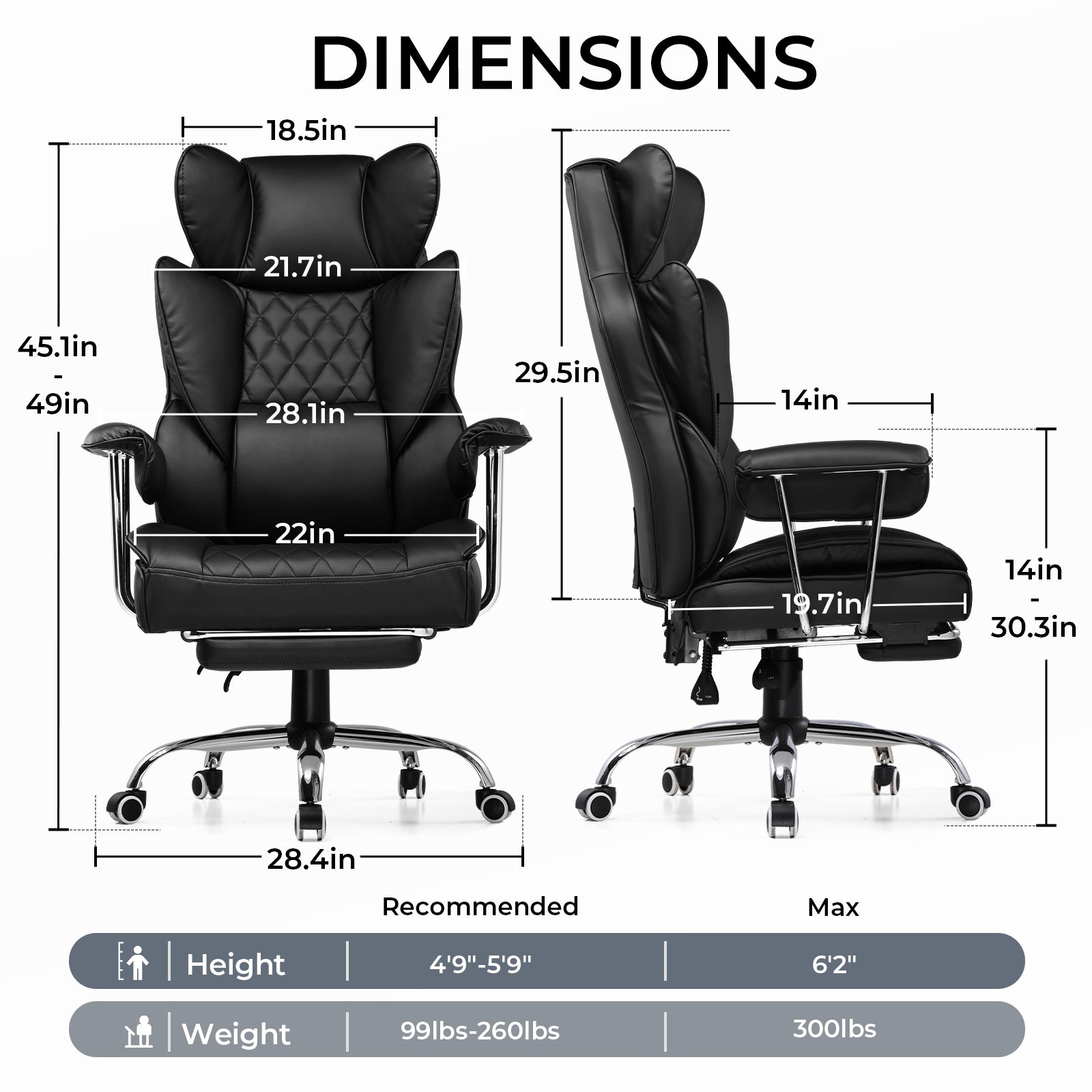 COMHOMA Upgraded Big and Tall Office Chair 400LBS with Pillow & Adjustable Armrest CH510/CH511