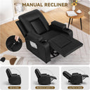 COMHOMA PU Leather Swivel Rocker Recliner With Cup Holders H7134