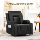 COMHOMA PU Leather Swivel Rocker Recliner With Cup Holders H7134