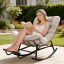 COMHOMA Outdoor Rocking Papasan Chair, Oversized Wicker Patio Rocker OT-CH03