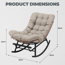 COMHOMA Outdoor Rocking Papasan Chair, Oversized Wicker Patio Rocker OT-CH03