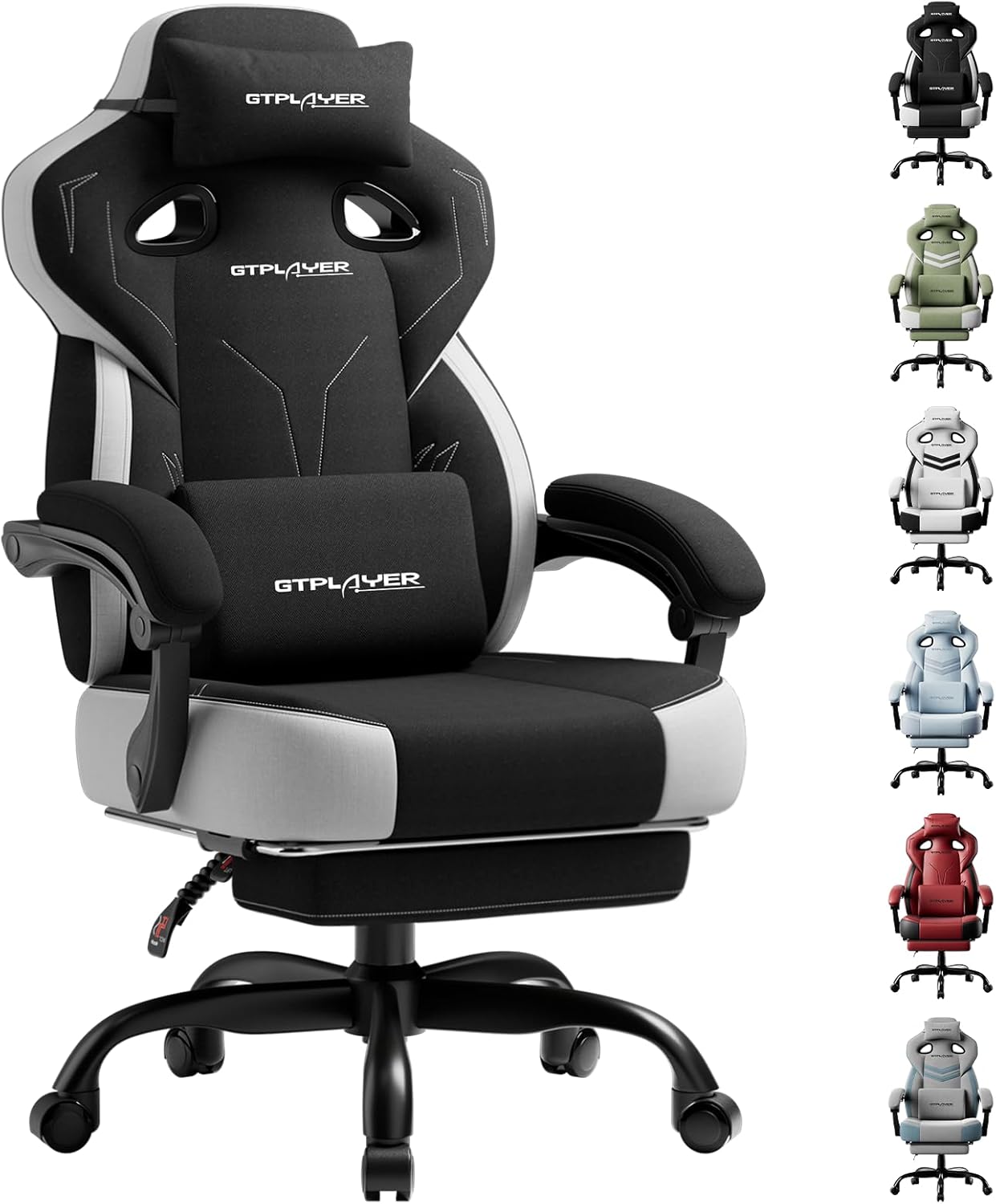 GTPLAYER Big and Tall Gaming Chair 350lbs with Footrest LR408