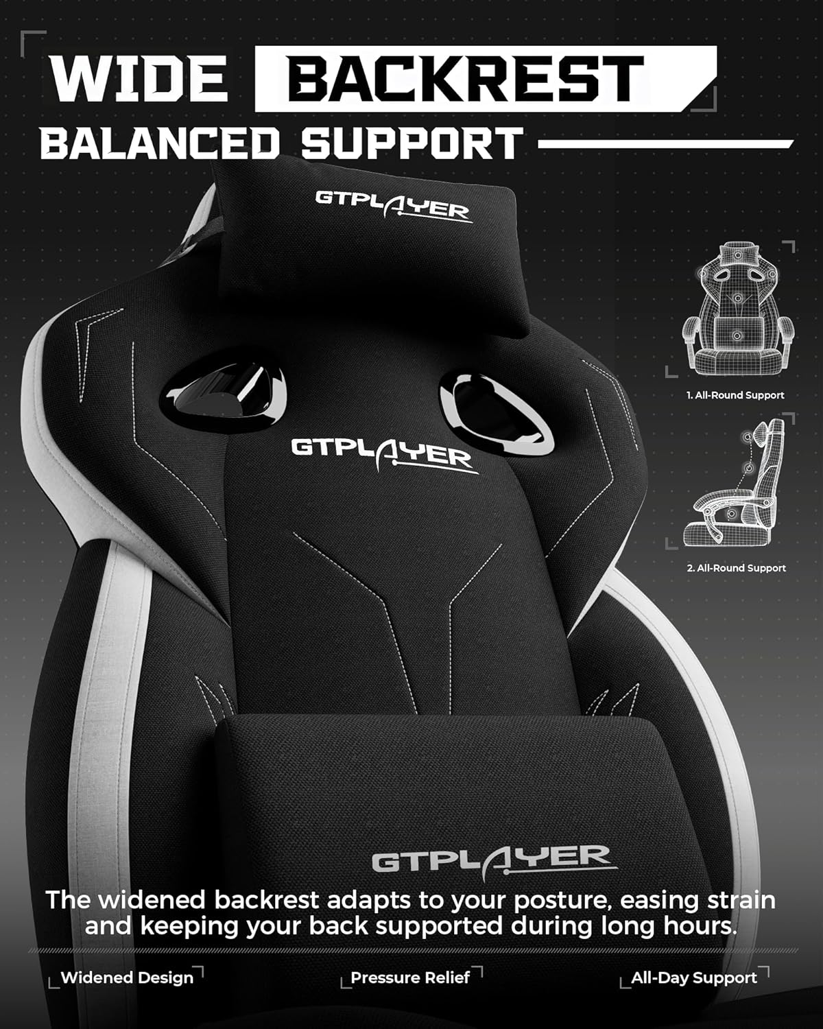 GTPLAYER Big and Tall Gaming Chair 350lbs with Footrest LR408