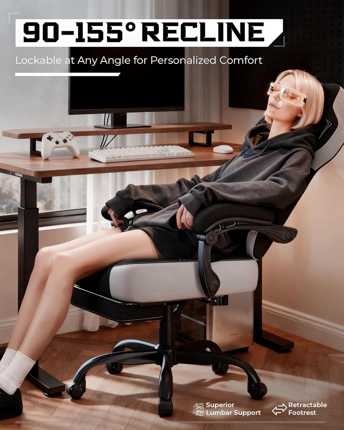 GTPLAYER Big and Tall Gaming Chair 350lbs with Footrest LR408