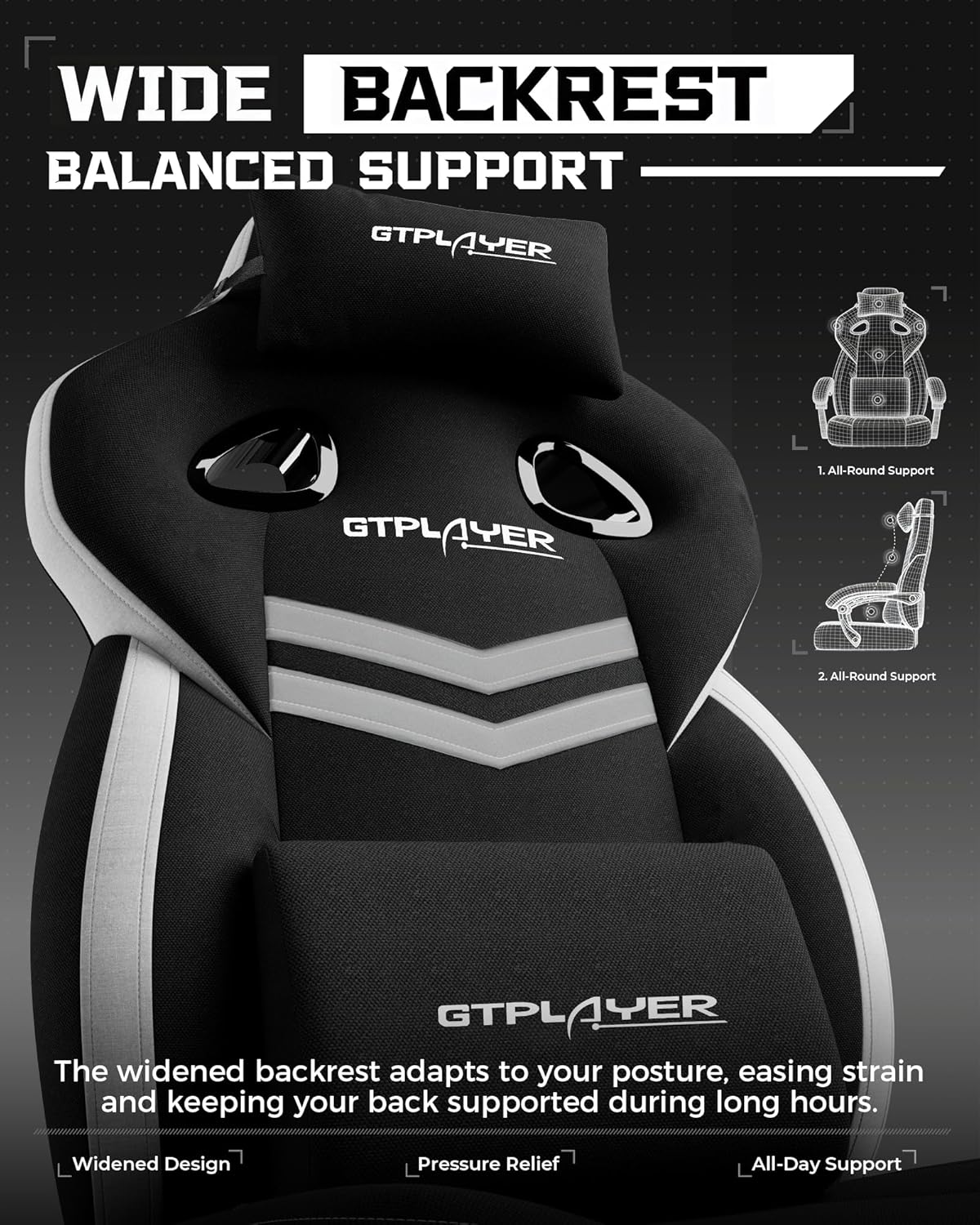 GTPLAYER Big and Tall Gaming Chair 350lbs with Footrest LR408