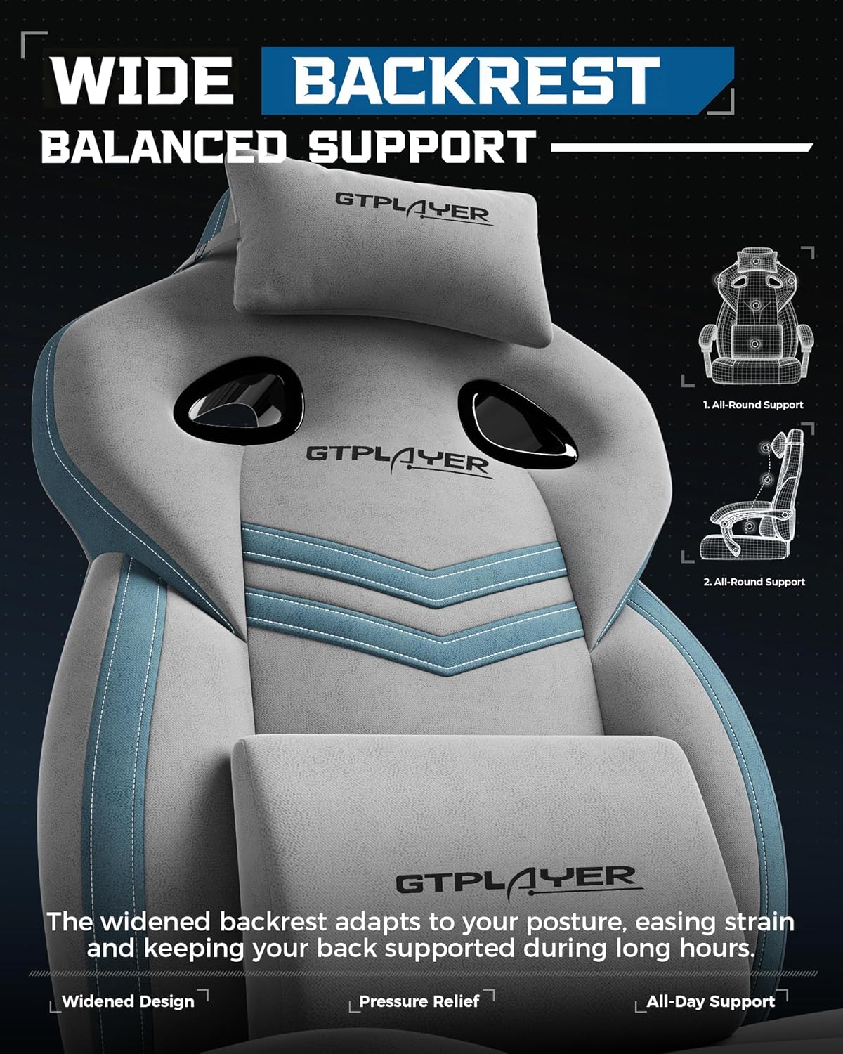 GTPLAYER Big and Tall Gaming Chair 350lbs with Footrest LR408