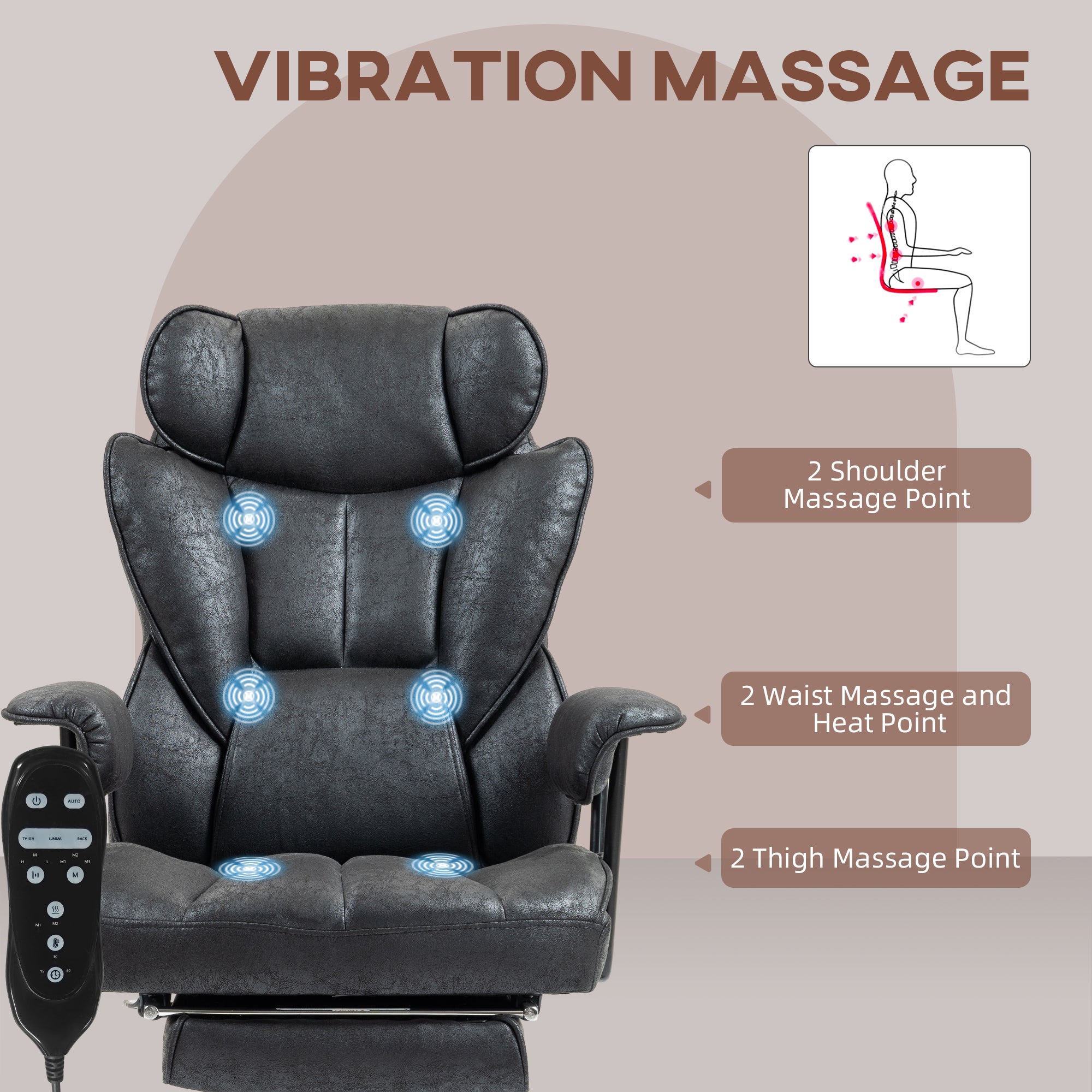 COMHOMA Massage & Heat Office Chair with Lumbar Support, Linen Fabric CH01