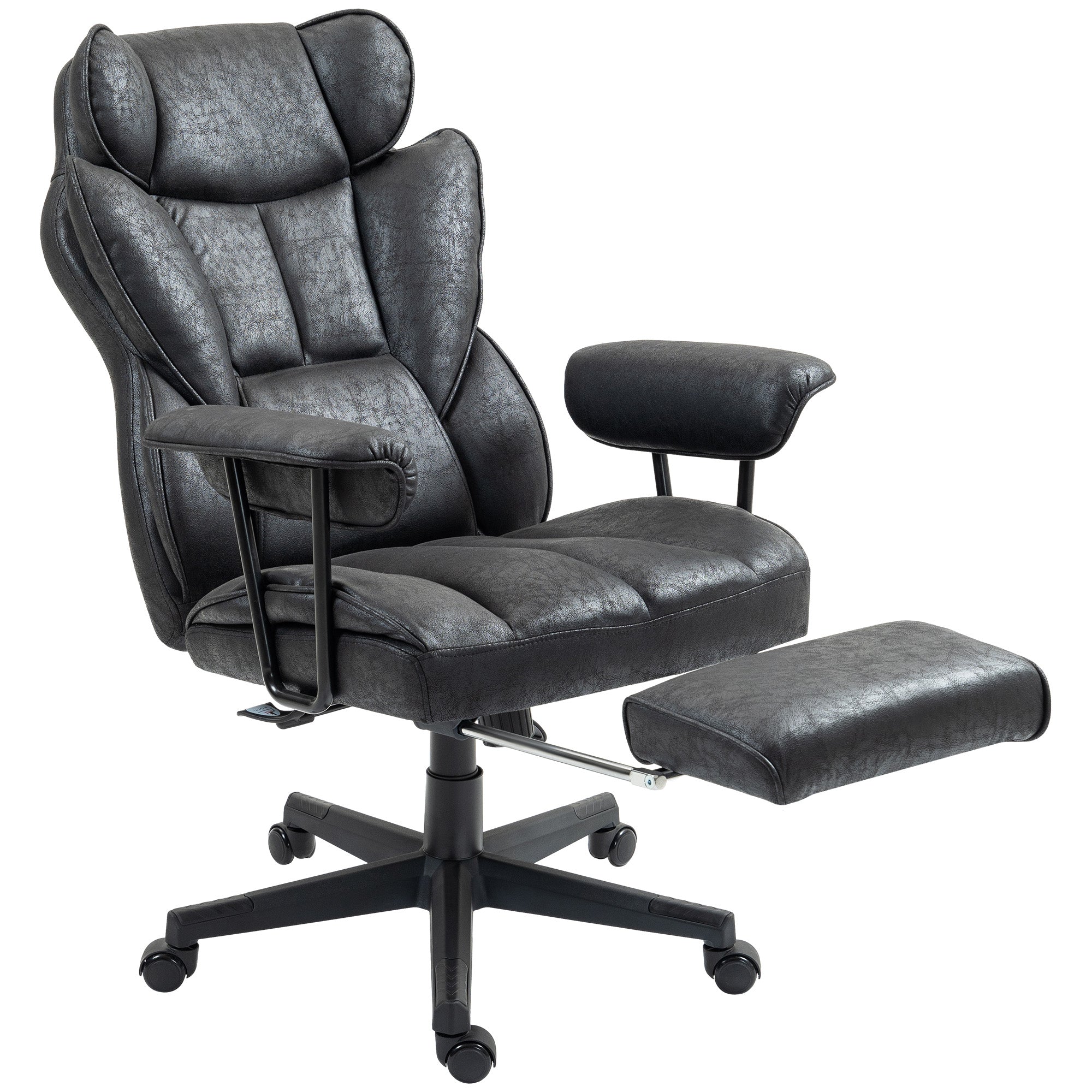 COMHOMA Massage & Heat Office Chair with Lumbar Support, Linen Fabric CH01