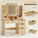 Modern Wooden Vanity Desk with Mirror and Lights B2004-LUCKLIFE