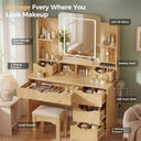Modern Wooden Vanity Desk with Mirror and Lights B2004-LUCKLIFE