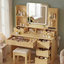 Modern Wooden Vanity Desk with Mirror and Lights B2004-LUCKLIFE