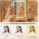 Modern Wooden Vanity Desk with Mirror and Lights B2004-LUCKLIFE