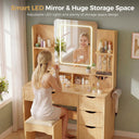 Modern Wooden Vanity Desk with Mirror and Lights B2004-LUCKLIFE