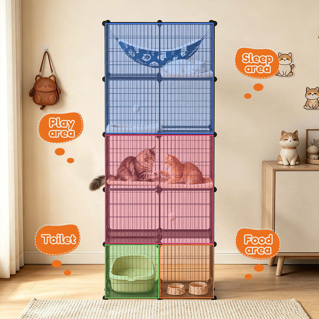 COMHOMA® 3/4/5 Tiers Cat Cage for Multiple Cats with Removable Tray & Hammock PET08