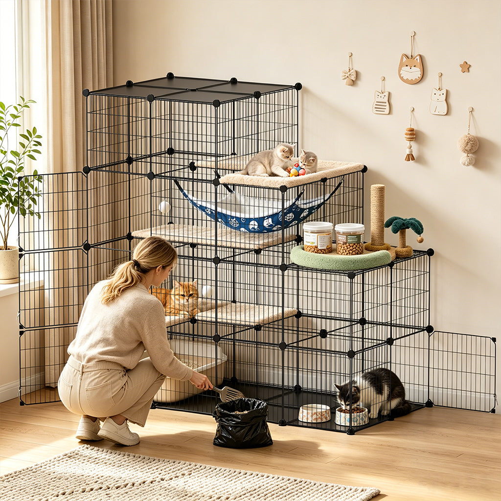 COMHOMA® 3/4/5 Tiers Cat Cage for Multiple Cats with Removable Tray & Hammock PET08