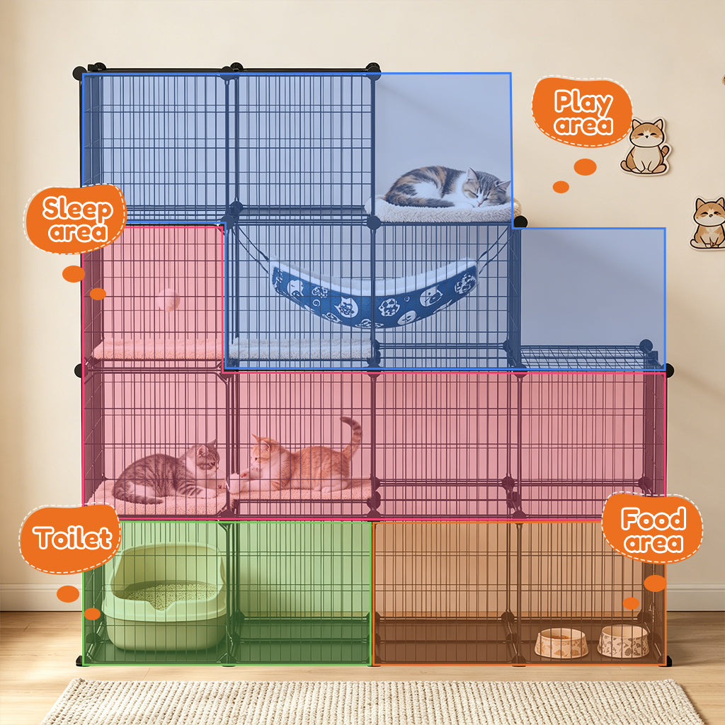 COMHOMA® 3/4/5 Tiers Cat Cage for Multiple Cats with Removable Tray & Hammock PET08