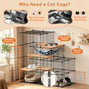 COMHOMA® 3/4/5 Tiers Cat Cage for Multiple Cats with Removable Tray & Hammock PET08