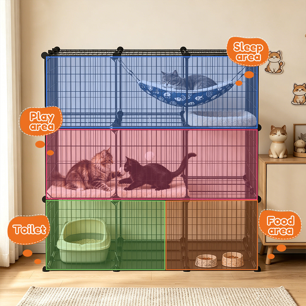 COMHOMA® 3/4/5 Tiers Cat Cage for Multiple Cats with Removable Tray & Hammock PET08