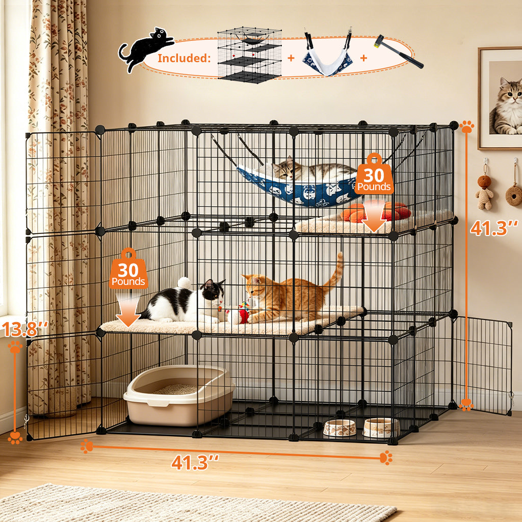 COMHOMA® 3/4/5 Tiers Cat Cage for Multiple Cats with Removable Tray & Hammock PET08