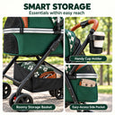 COMHOMA® Foldable Pet Stroller with Weather Cover, Storage Basket & Cup Holder for Small-Med Dogs & Cats CHPET