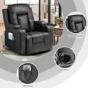 COMHOMA PU Massage Recliner with Swivel, Heat & Cup Holders H7134