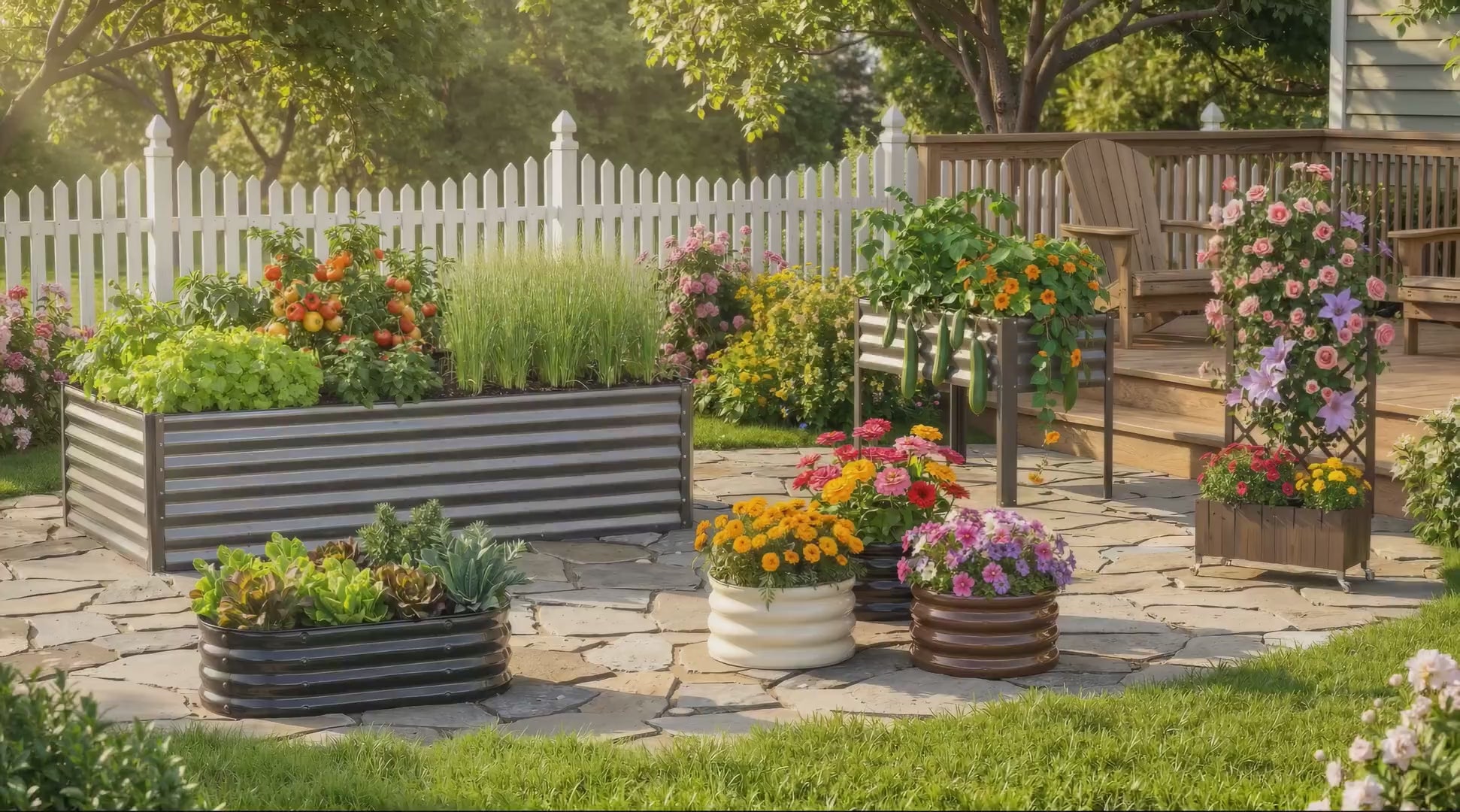 Metal Raised Garden Bed with Gloves Tools OT-GD02