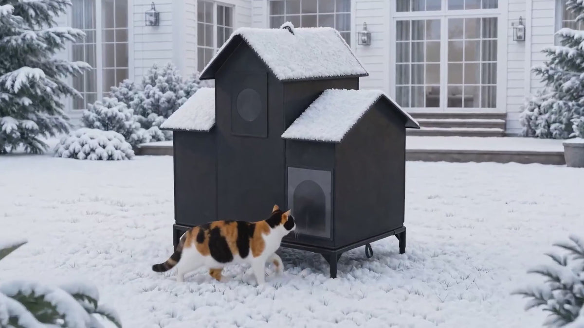 LUCKLIFE® Extra Large Heated Cat House for Outside, 100% Weatherproof, 27.9"W x 16.5"D x 32.7"H, PET07