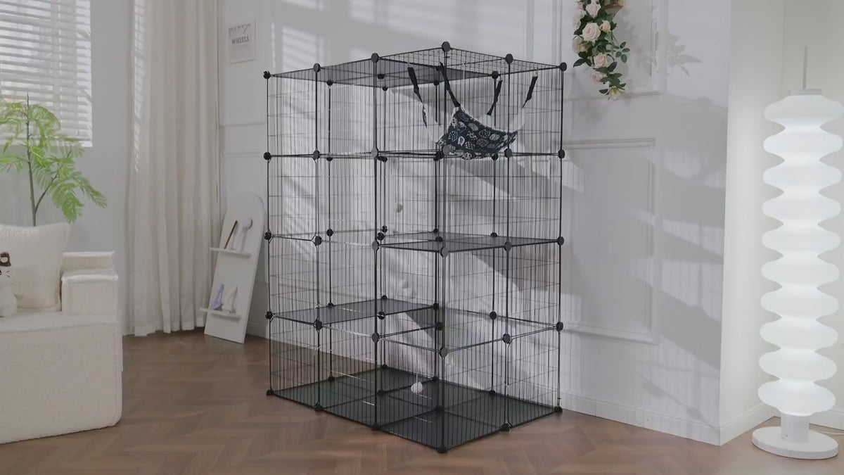 COMHOMA® 3/4/5 Tiers Cat Cage for Multiple Cats with Removable Tray & Hammock PET08