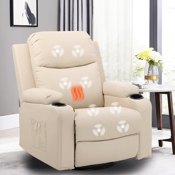 ComHoma Massage Recliner Chair PU Leather Rocking Sofa Home Recliner-H7132-WMT