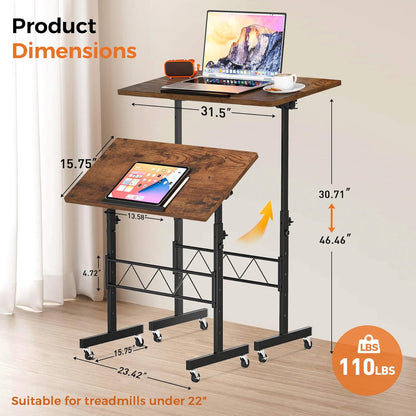COMHOMA Small Adjustable Standing Desk & Tiltable Tabletop DH005