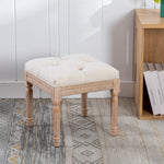 Padded Square Ottoman Benchand Rubber Wood Legs