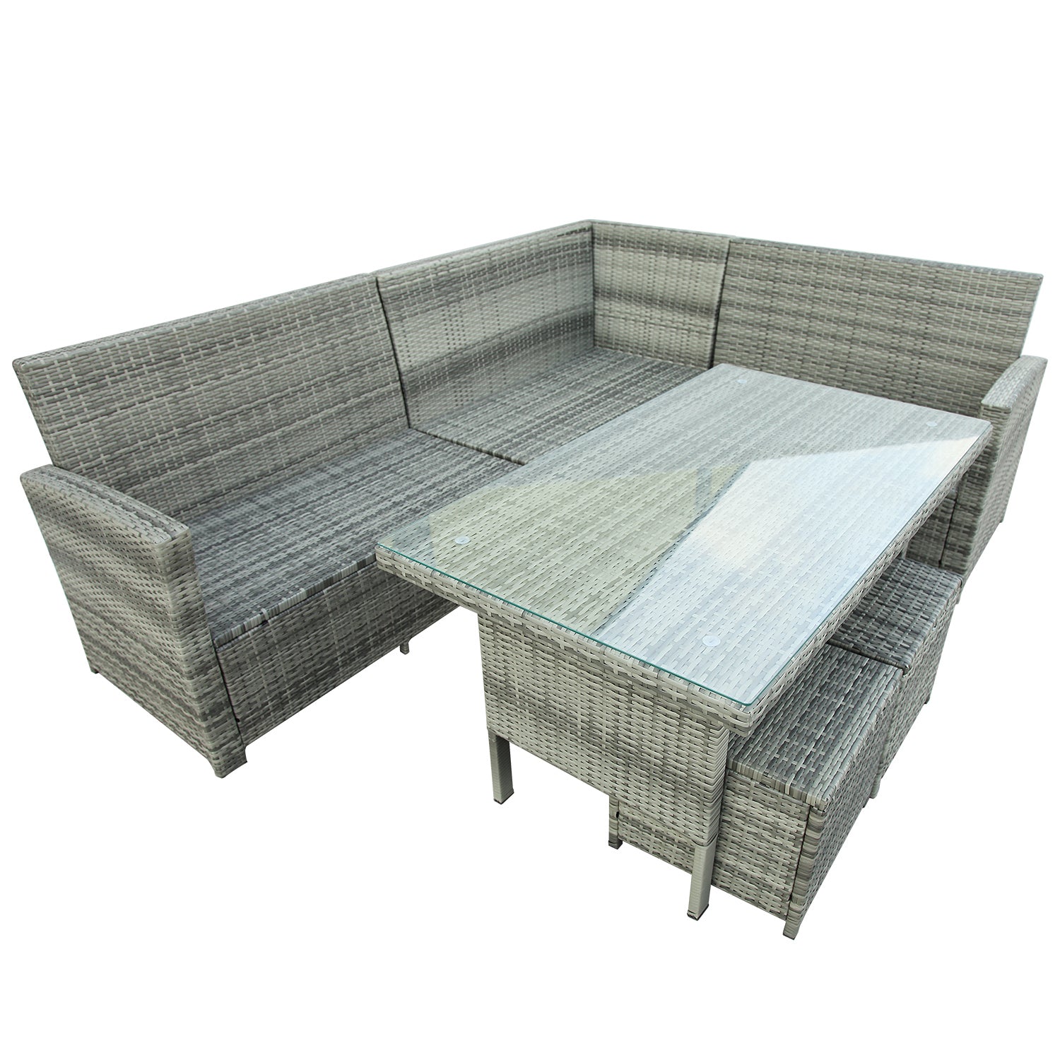 Patio Furniture Outdoor Sectional Sofa Set, Gray (6Pcs)