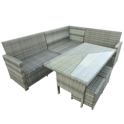 Patio Furniture Outdoor Sectional Sofa Set, Gray (6Pcs)