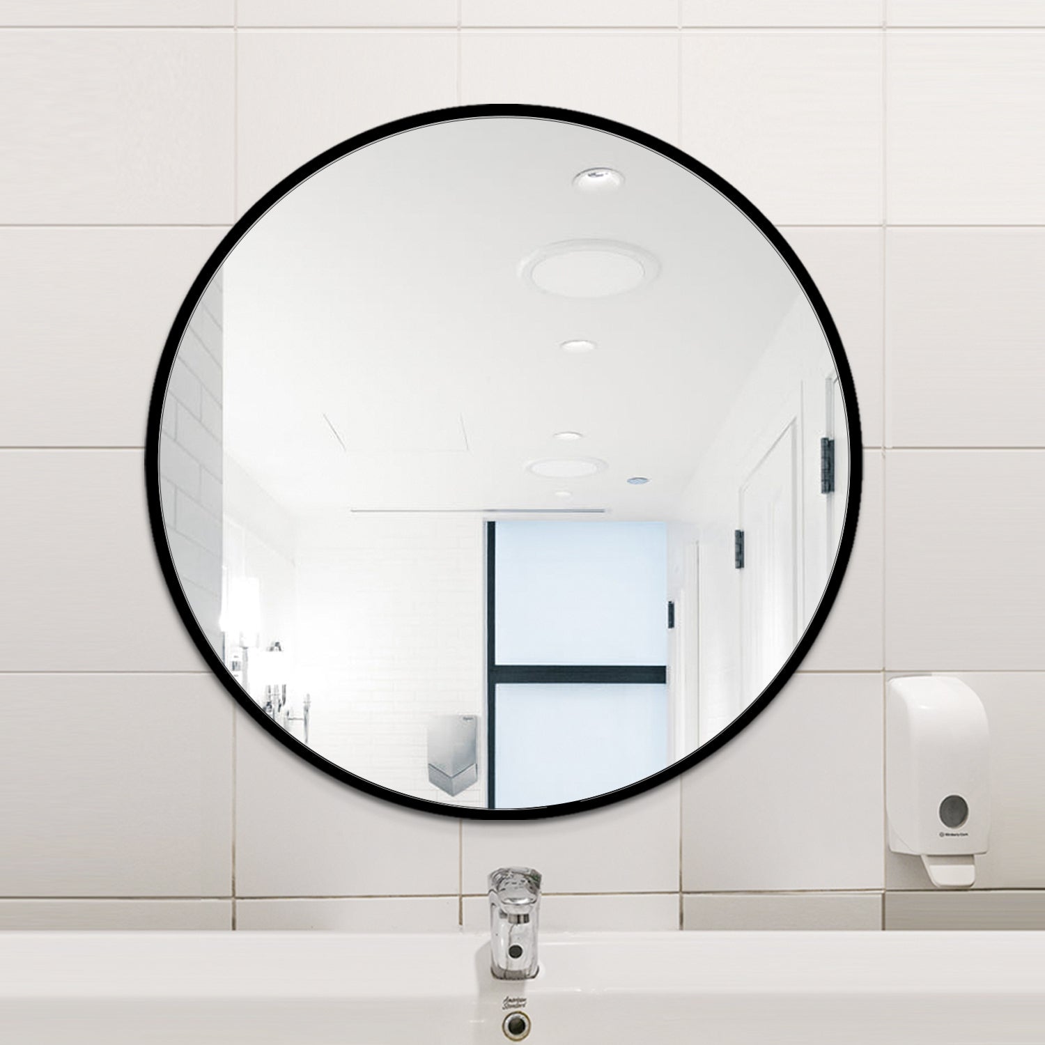 32" Wall Circle Mirror Black