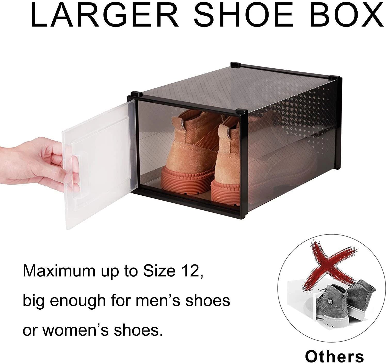 Foldable Storage Shoe Box  (8 Pack - Black)