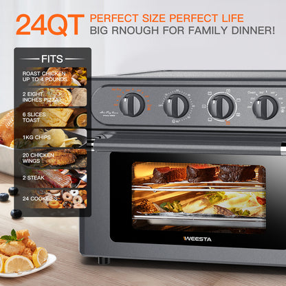 Air Fryer Toaster Oven Combo, Gray