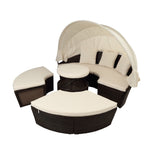 Patio Furniture Round Outdoor Sectional Sofa Set, Beige