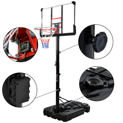 Portable Basketball Hoop Basketball with LED Lights, Black