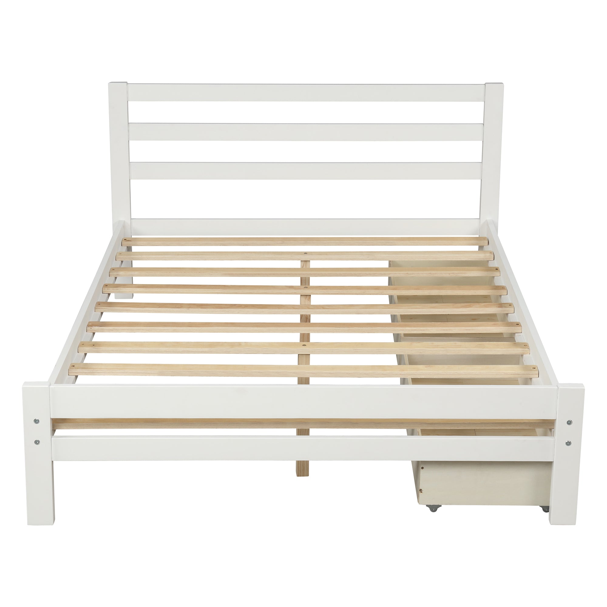 platform full bed with drawers, white