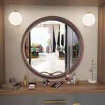 24" Circle Mirror with Wood Frame