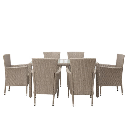 U-STYLE Outdoor Wicker Dining Set (7 Pcs)