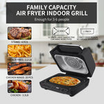 Airocook Smart 7-in-1 Indoor Electric Grill Air Fryer, Black