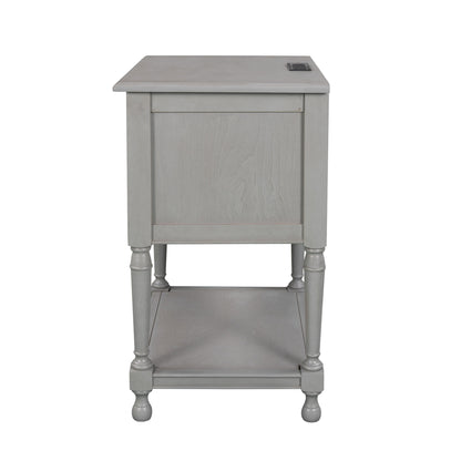 Versatile Nightstand with USB Charging Design, Gray