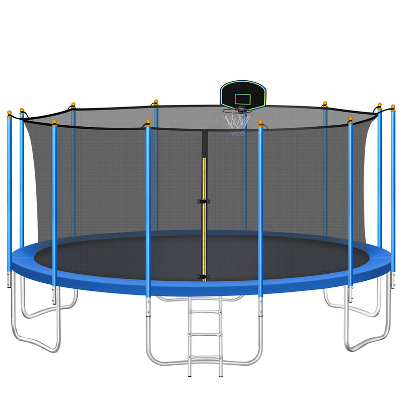 Pro Outdoor Trampoline with Basketball Hoop 16FT, Blue