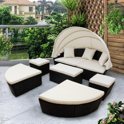 Outdoor Rattan Daybed Sunbed Set