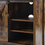 Locker&TV Stand，Barn door modern &farmhousewood entertainment center，  Console for Media,removable door panel & living room with for tvs up to 32'',BARNWOOD/BLACK