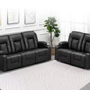 COMHOMA PU Massage Recliner with Swivel, Heat & Cup Holders H7134