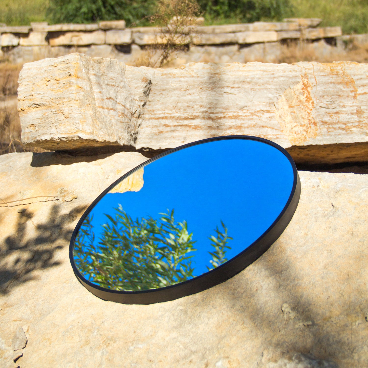 32" Wall Circle Mirror Black