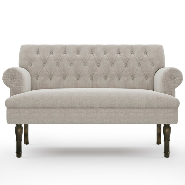 Linen Textured Fabric Chesterfield Settee Loveseat