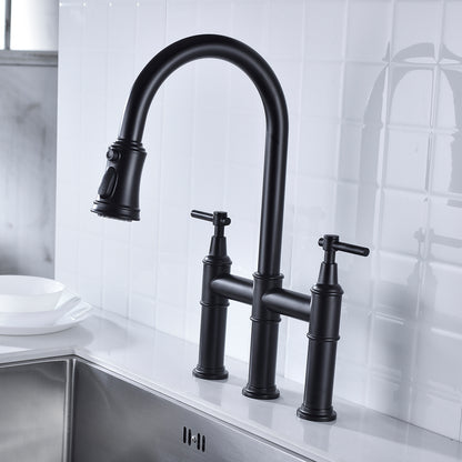 Bridge Kitchen Faucet with Pull-Down Sprayhead in Spot